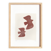 Peinture "oiseaux"  terracotta signée eawy