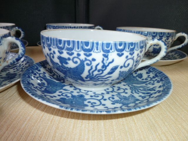 Set of 5 tea cups or coffee made of Japanese porcelain