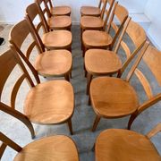 Lot 12 wooden bistro chairs by Horgen Glarus 70s vintage