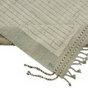 Tapis tribal unique noué à la main en laine beige 222 cm x 307 cm