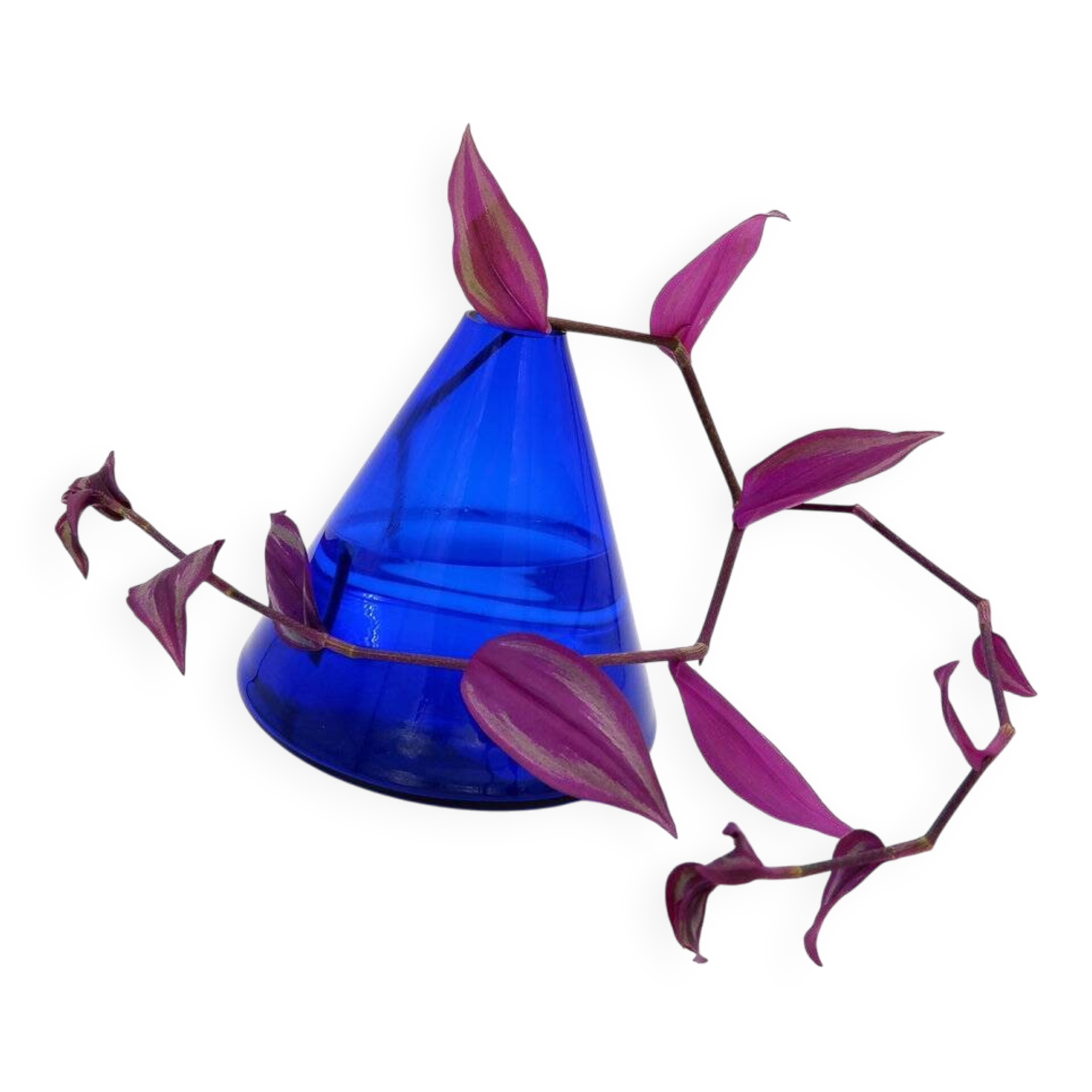 Cobalt blue glass spinning top vase - Salviati Murano