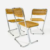 Bauhaus chaises en rotin circa 1970