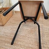 Series of 4 wooden and metal school chairs
