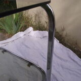 70s bedside table in smoked glass and chrome metal