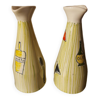 Settimio rometti ceramics, Italy, oil and vinegar bottles