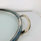 Plateau en métal argenté et verre, vintage