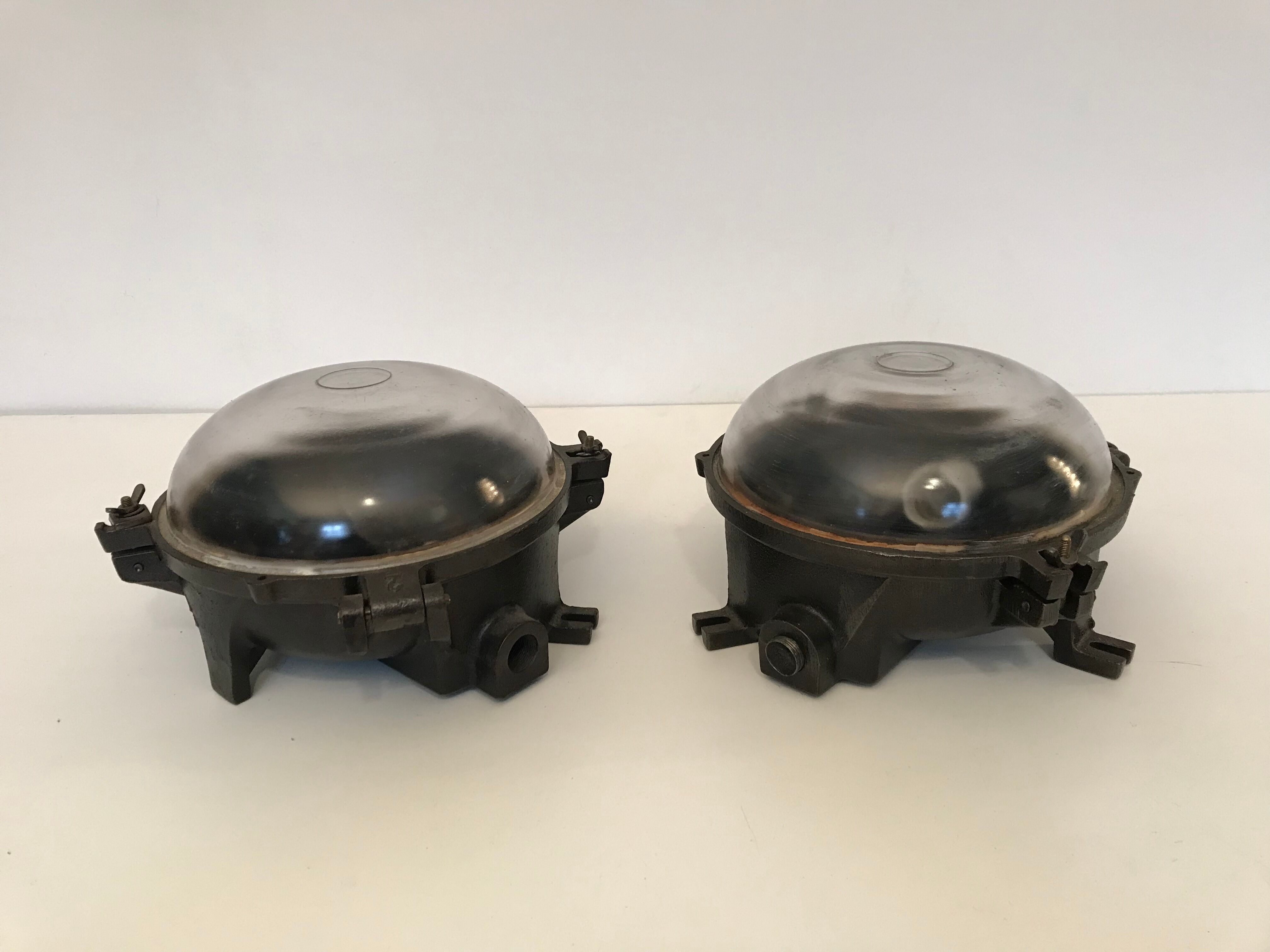Pair old wall lamps ceiling porthole factory
