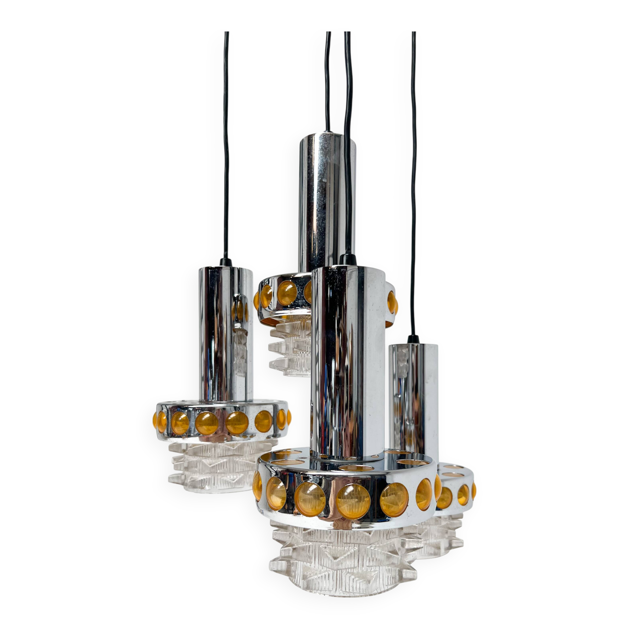 Solid Cascade chandelier with 4 lights, 1970s