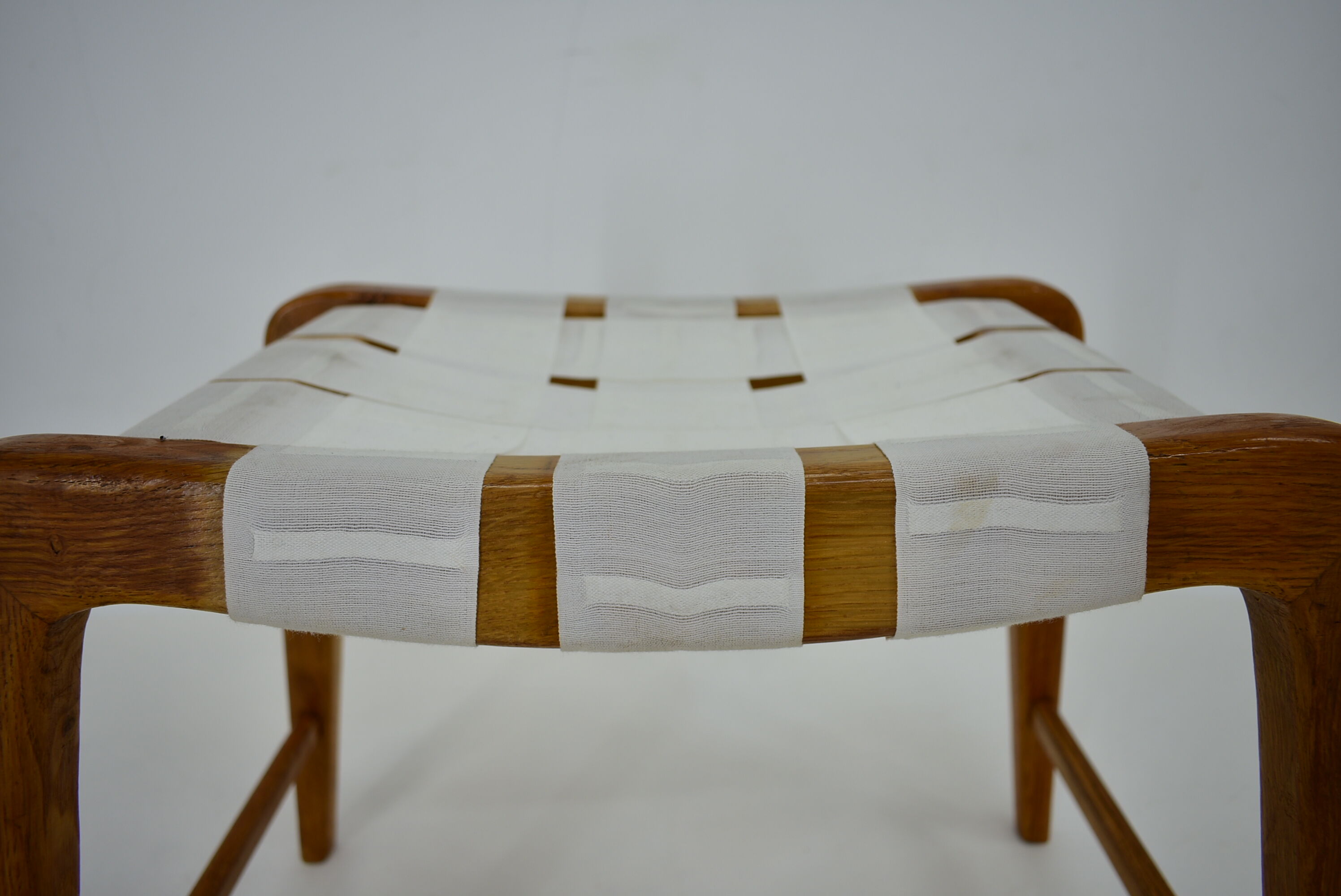 1940s, Jan Vanek Sculptural Oak Stool or Ottoman, Czechoslovakia