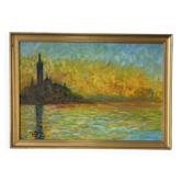 Saint-Georges-Majeur au crépuscule, huile sur toile signé