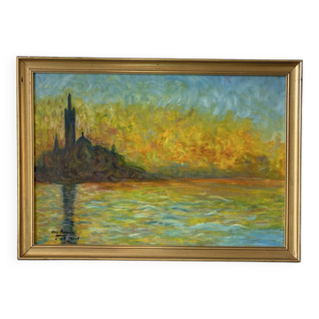 Saint George Major at dusk, oil on canvas signed