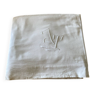 Drap ancien monogrammé JT
