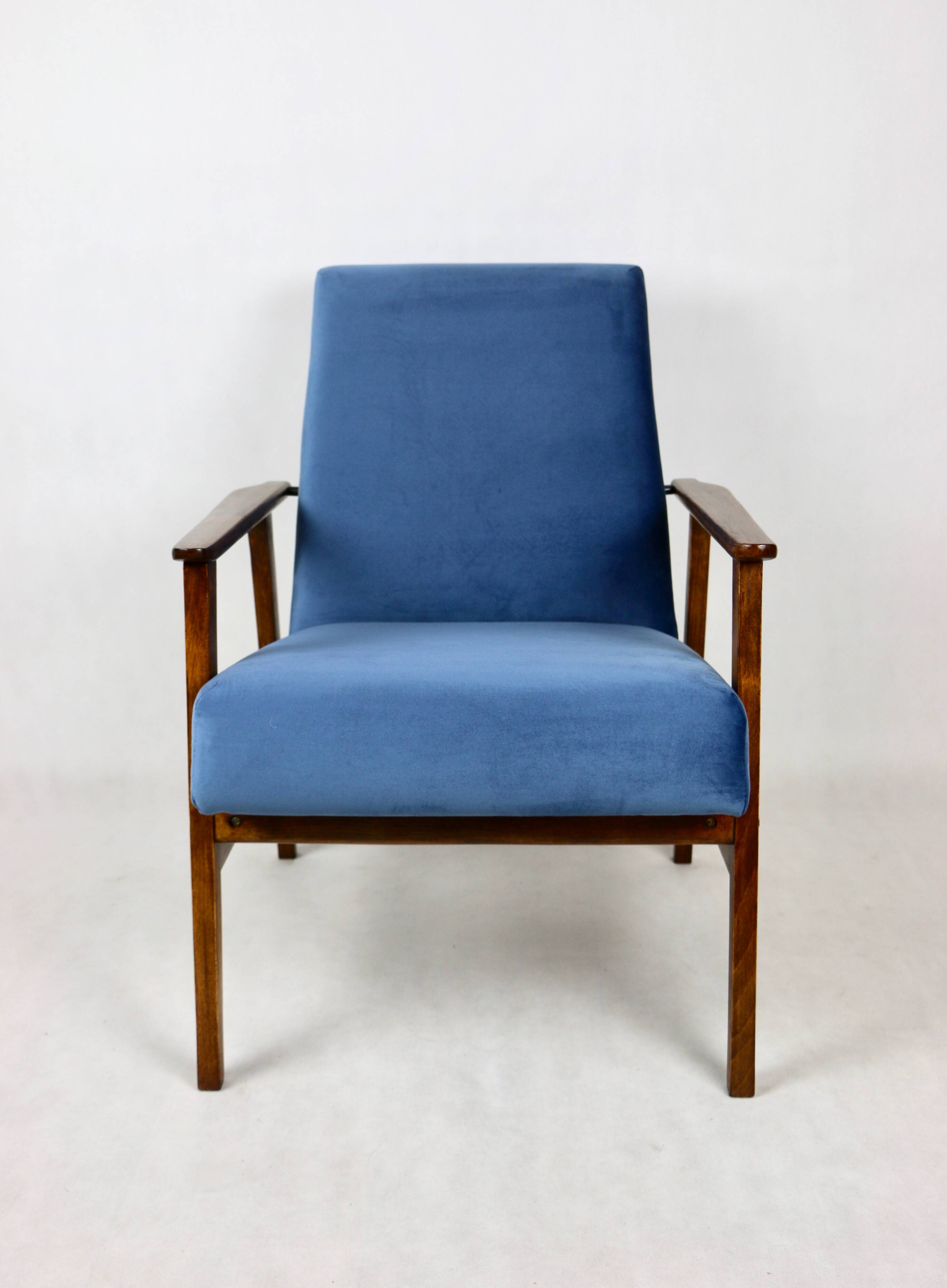 Vintage Ocean Blue Fox Easy Chair, 1970s