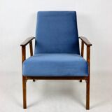 Vintage Ocean Blue Fox Easy Chair, 1970s