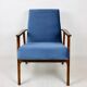 Vintage Ocean Blue Fox Easy Chair, 1970s