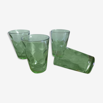 4 verres vert anciens