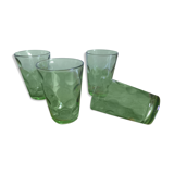 4 old green glasses