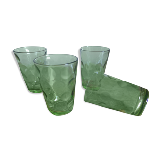 4 old green glasses