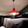 Industrial Vintage Red Glass Light Pendant 1950’s