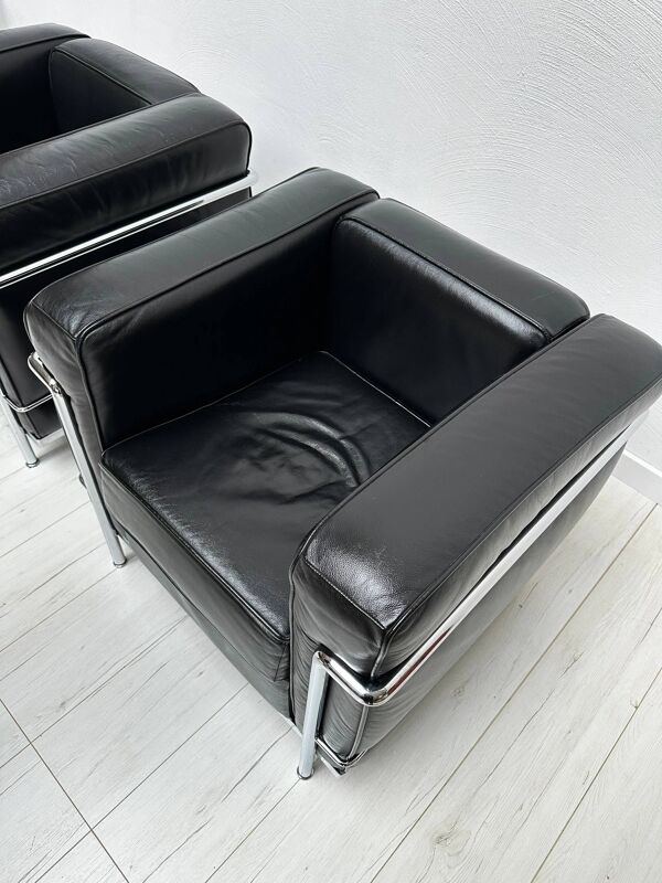 Fauteuils LC2 vintage des années 90 par Le Corbusier et Charlotte Perriand pour Cassina
