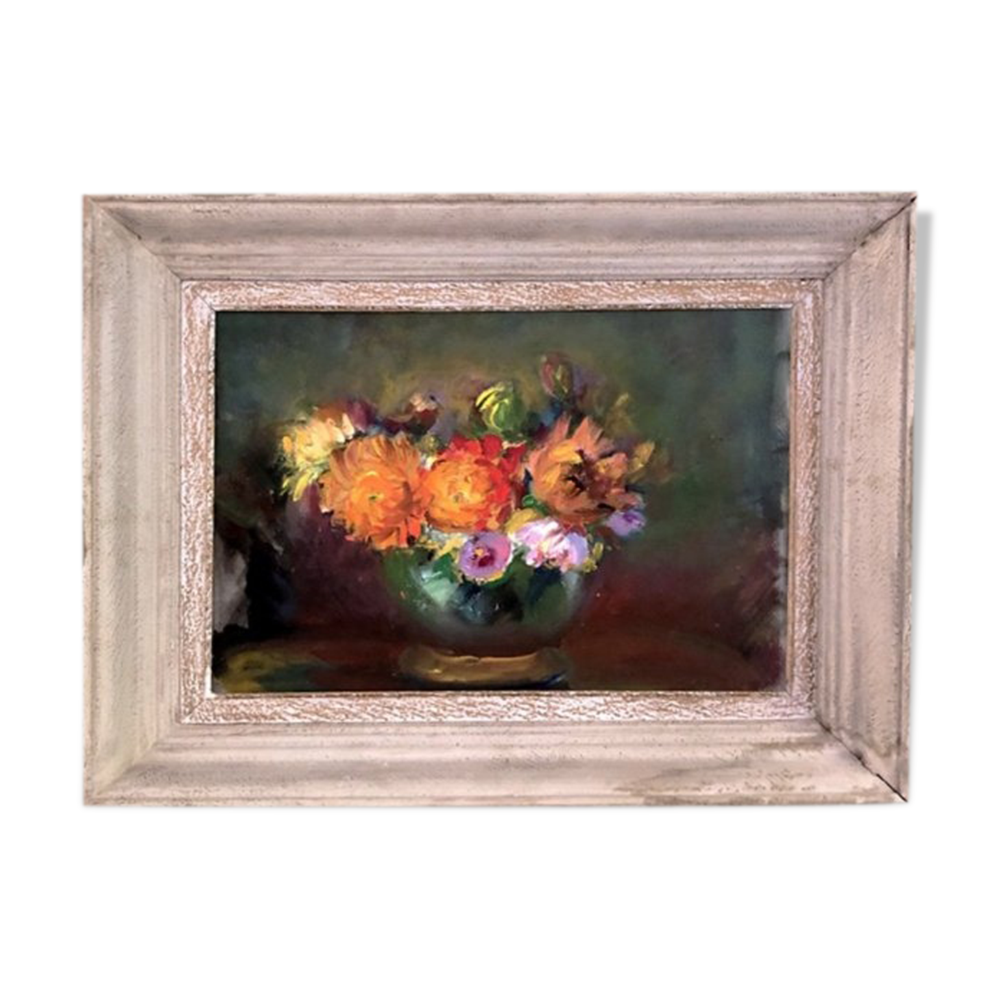 Still life "Bouquet and vase green ball"