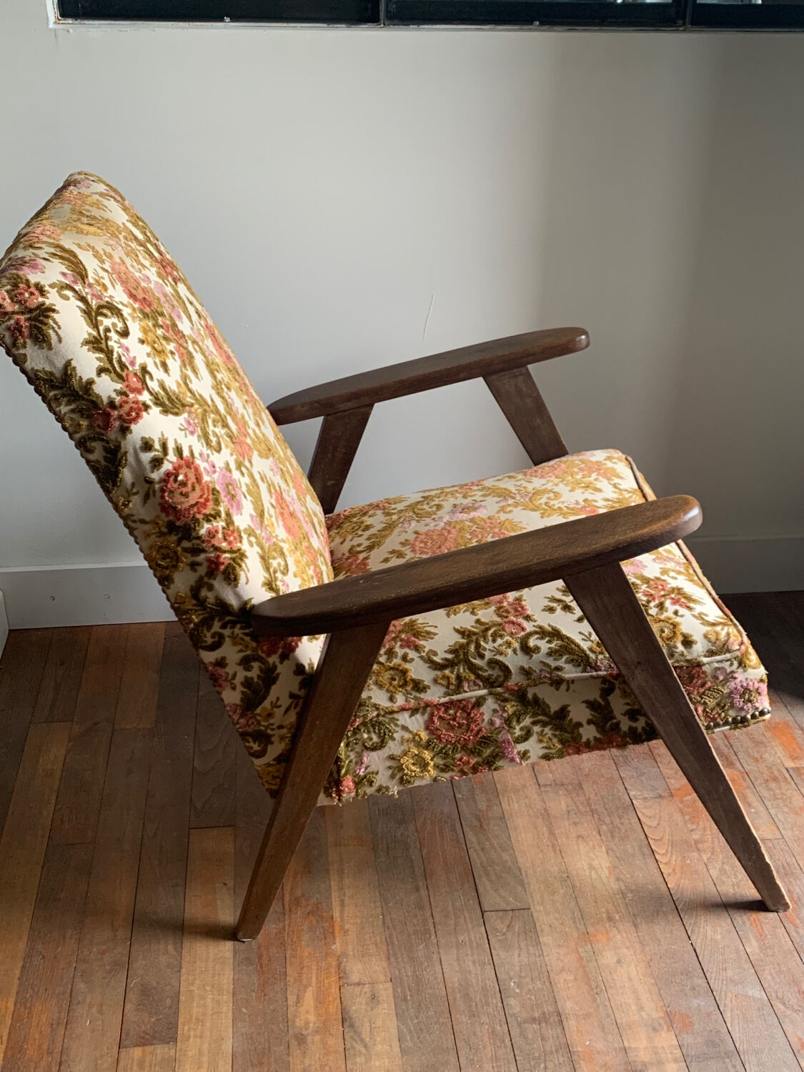 Vintage armchair floral fabric