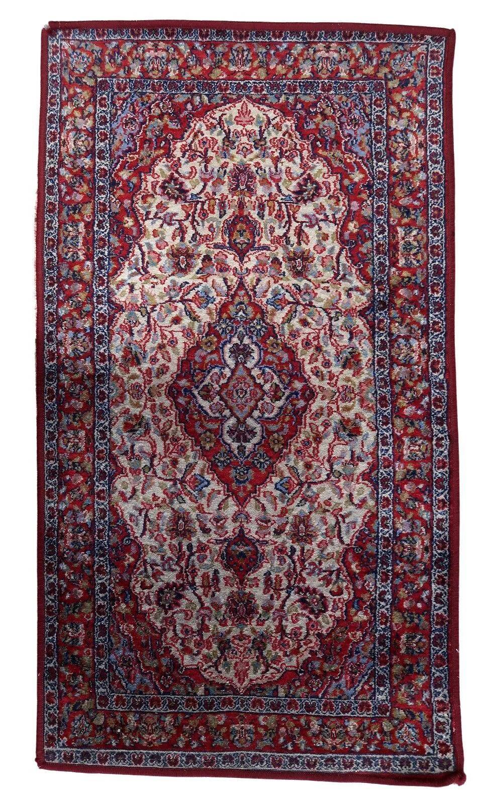 Vintage Indian rug 2.1' x 3.9' (67cm x 120cm), 1970s - 1C1121