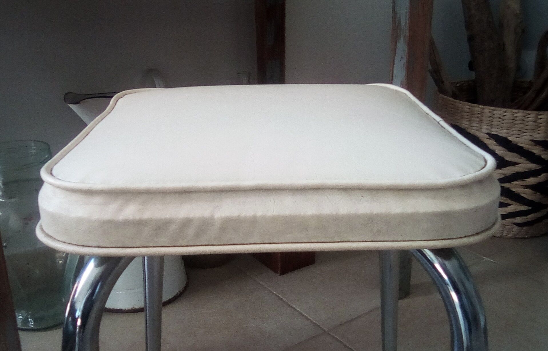 Vintage leather and chrome stool