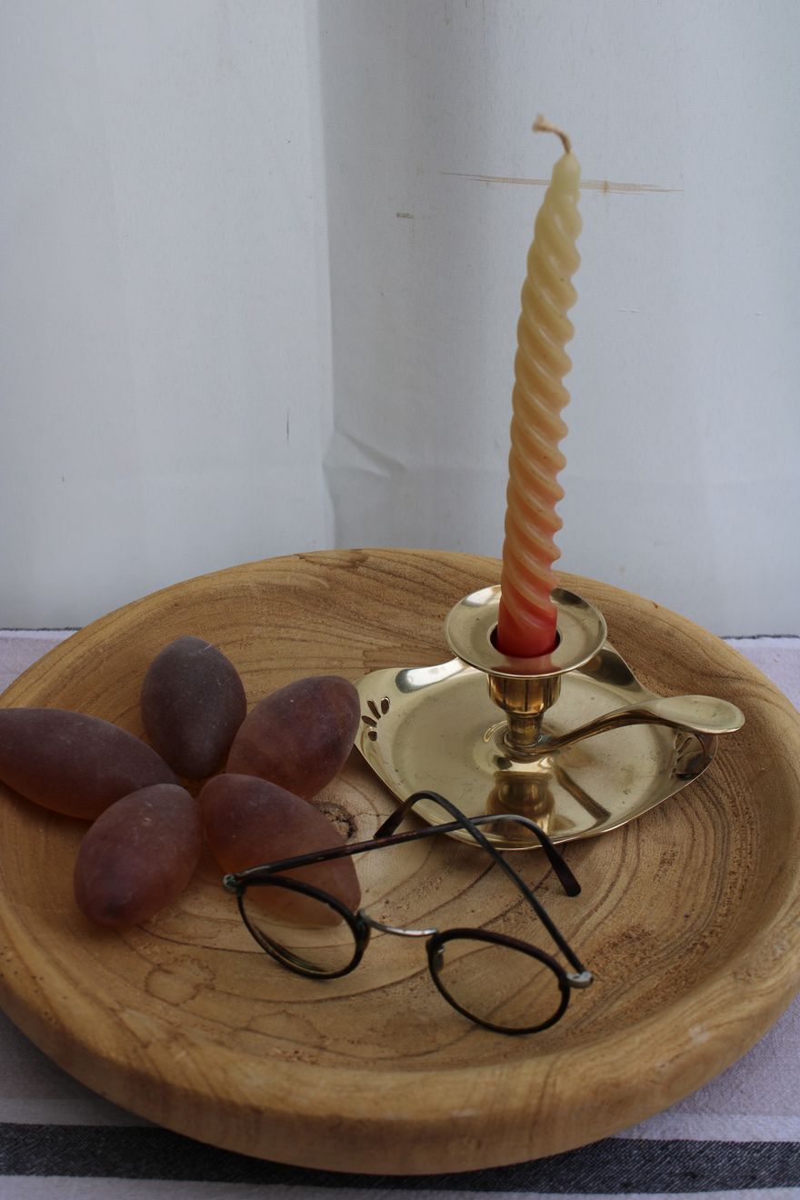 Golden brass candle holder