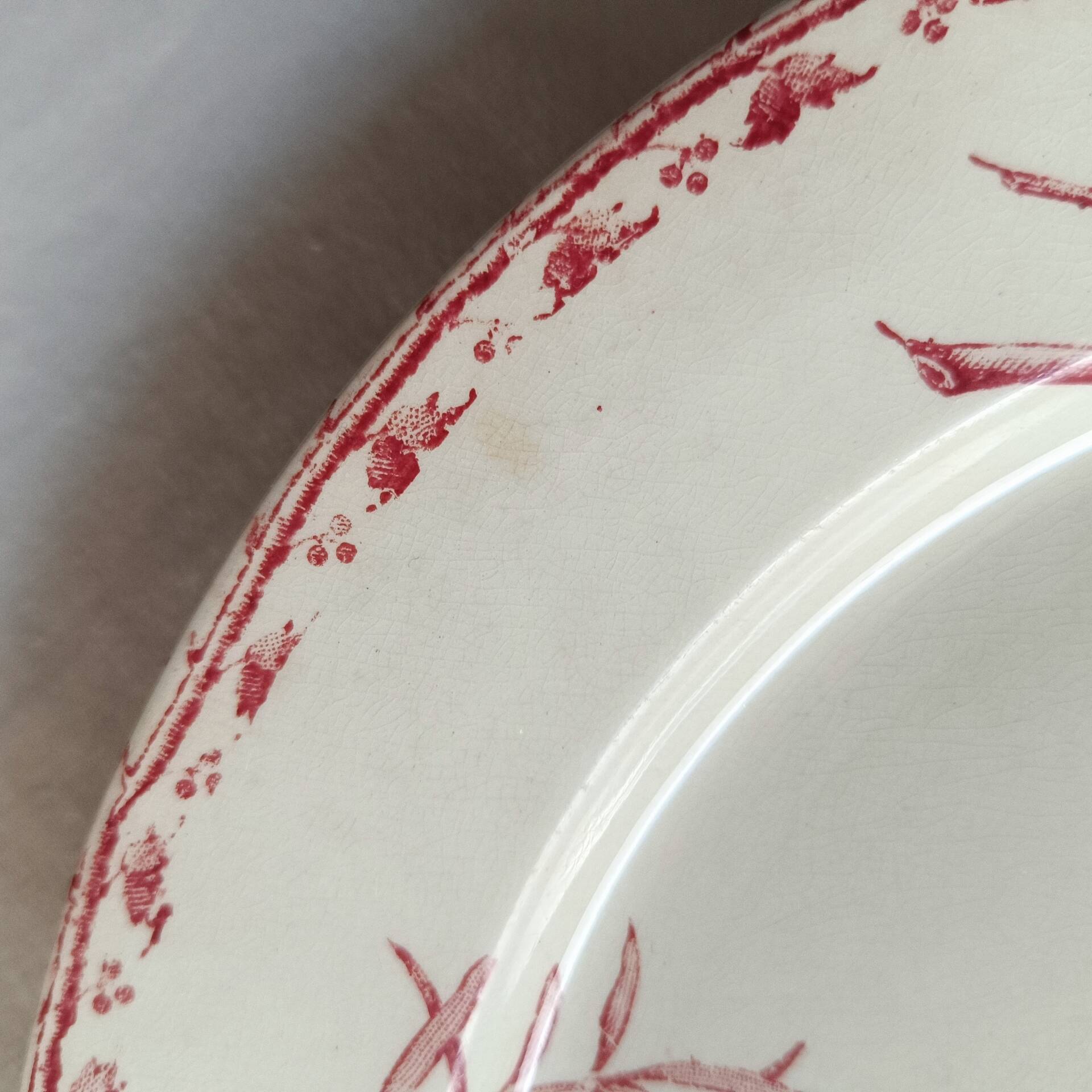 Lot of 2 Antique Plates Sarreguemines Model Carmen Red (Li)