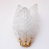 Set of 4 Florence, elegant Murano wall light transparent leaves, 1970