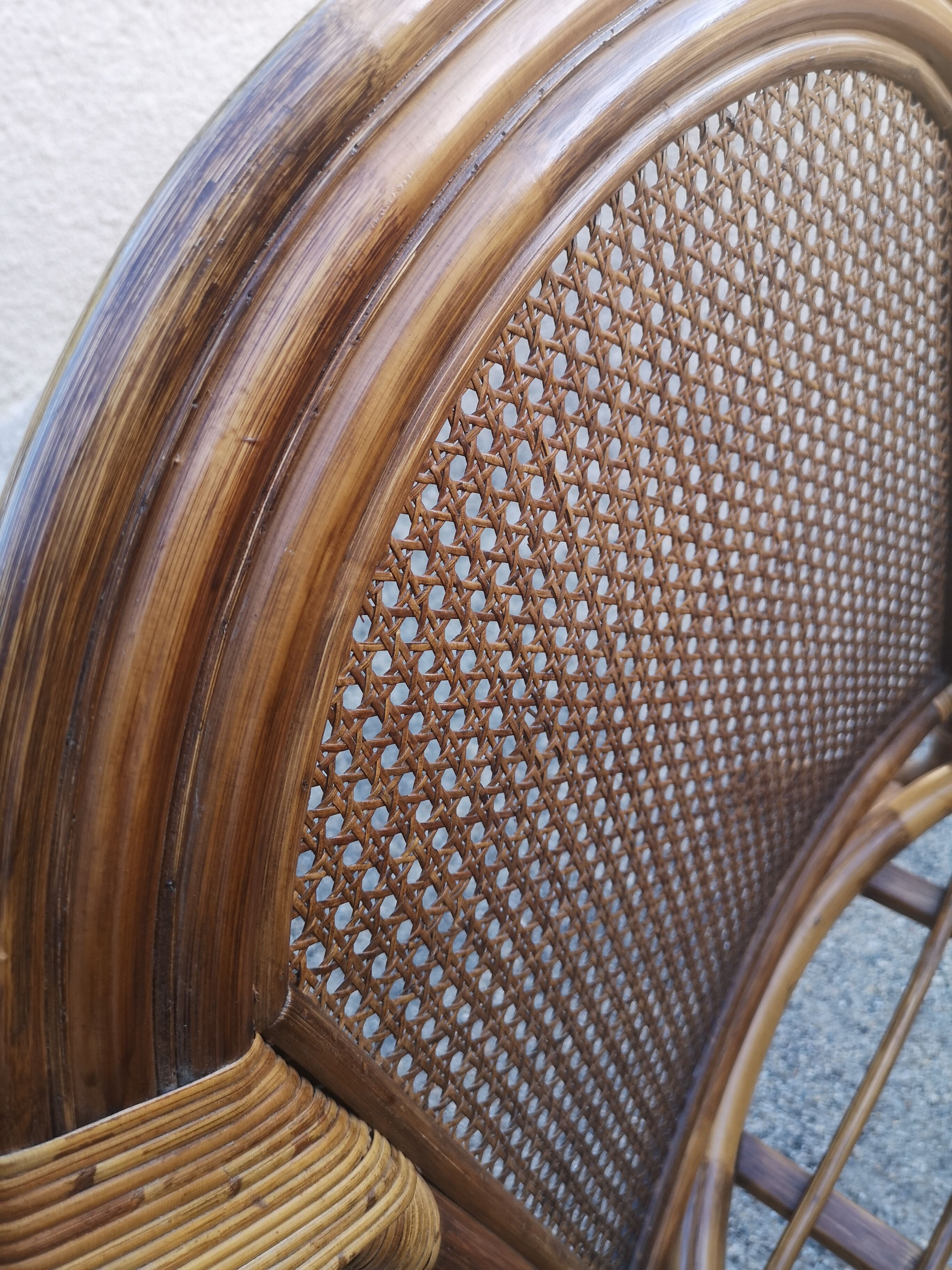 4 vintage rattan armchairs