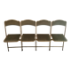 4 chaises pliantes en métal doré et velours vert