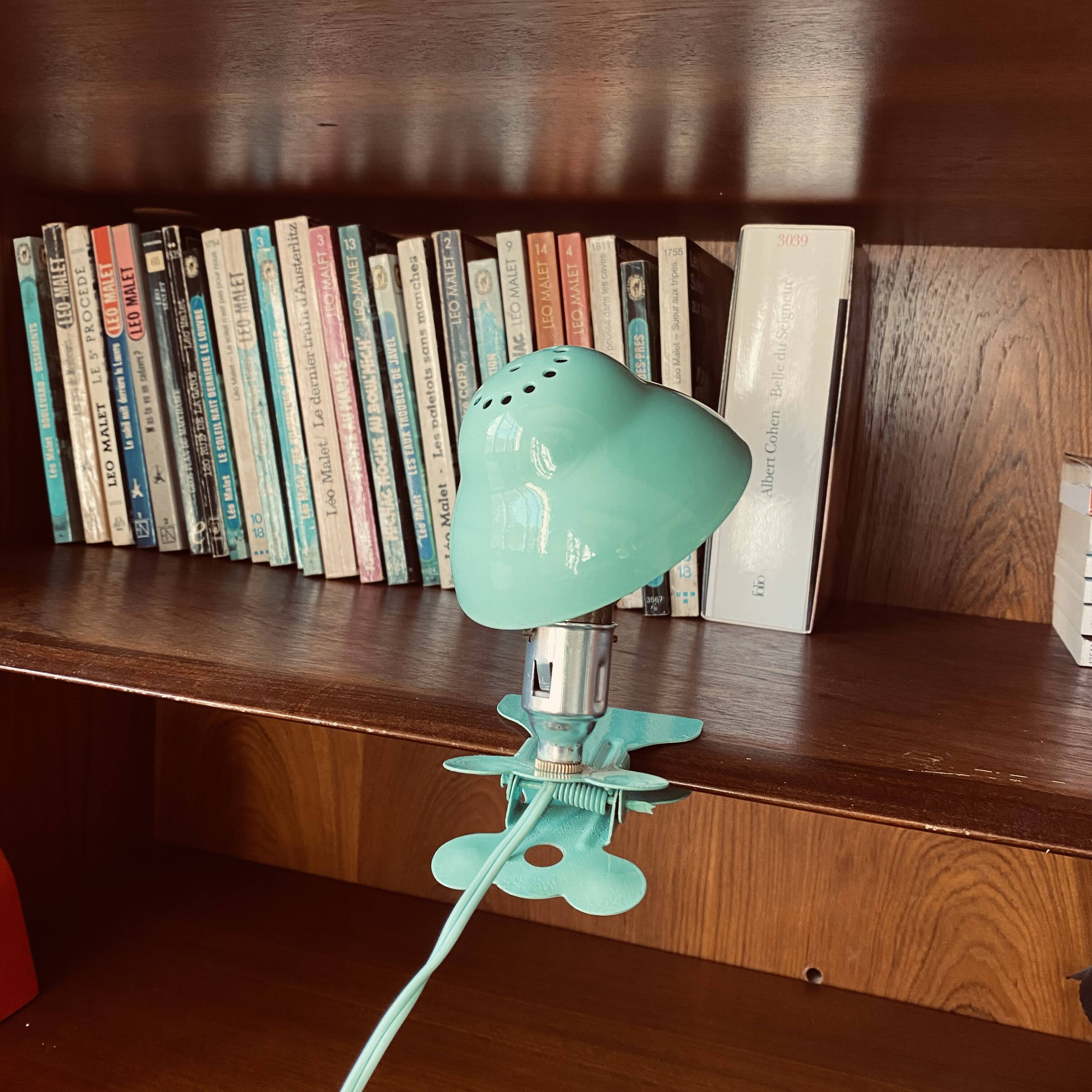 Petite lampe à pince champignon métal vert veilleuse vintage