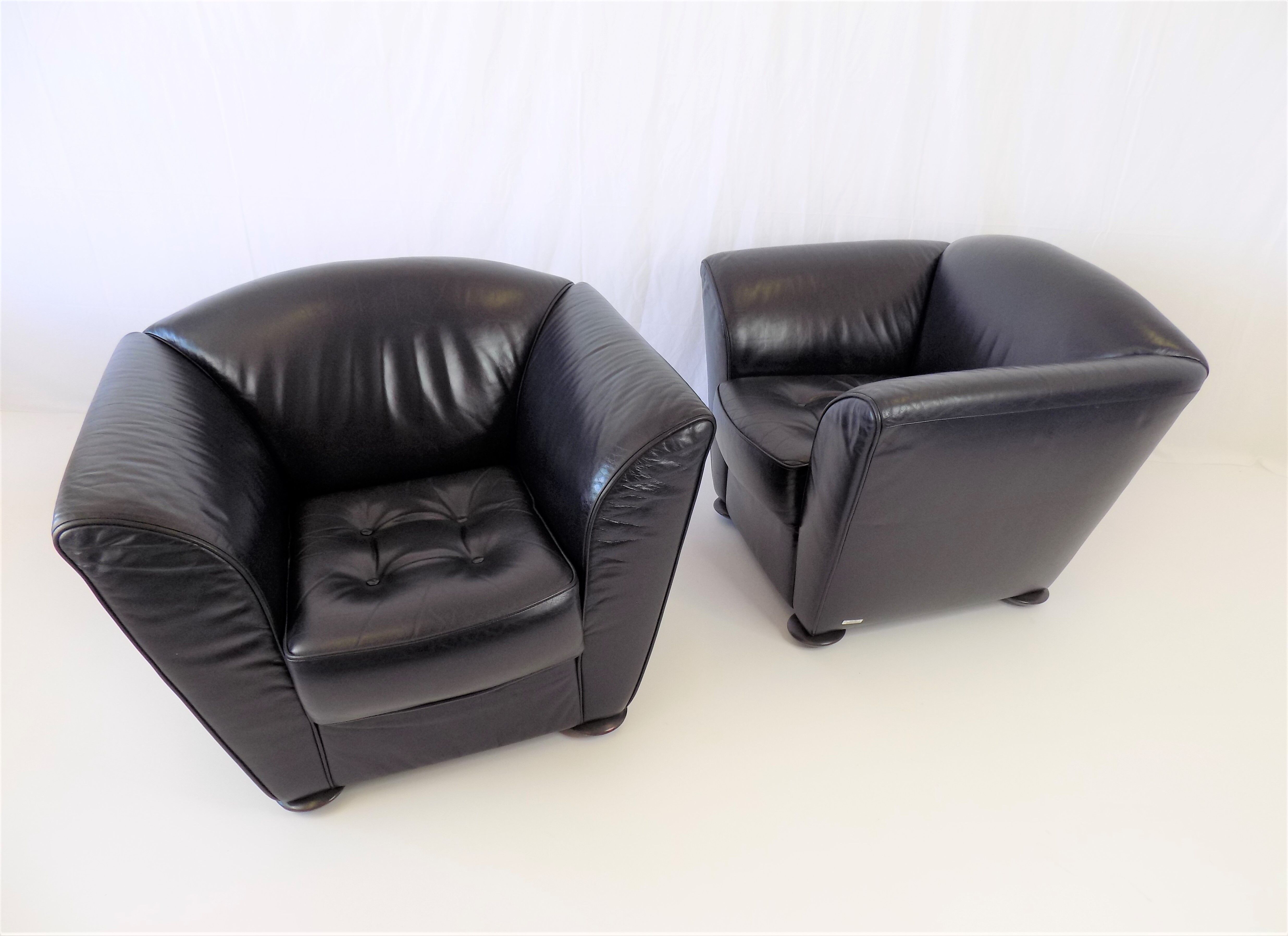 Cor zelda set of 2 leather armchairs by peter maly