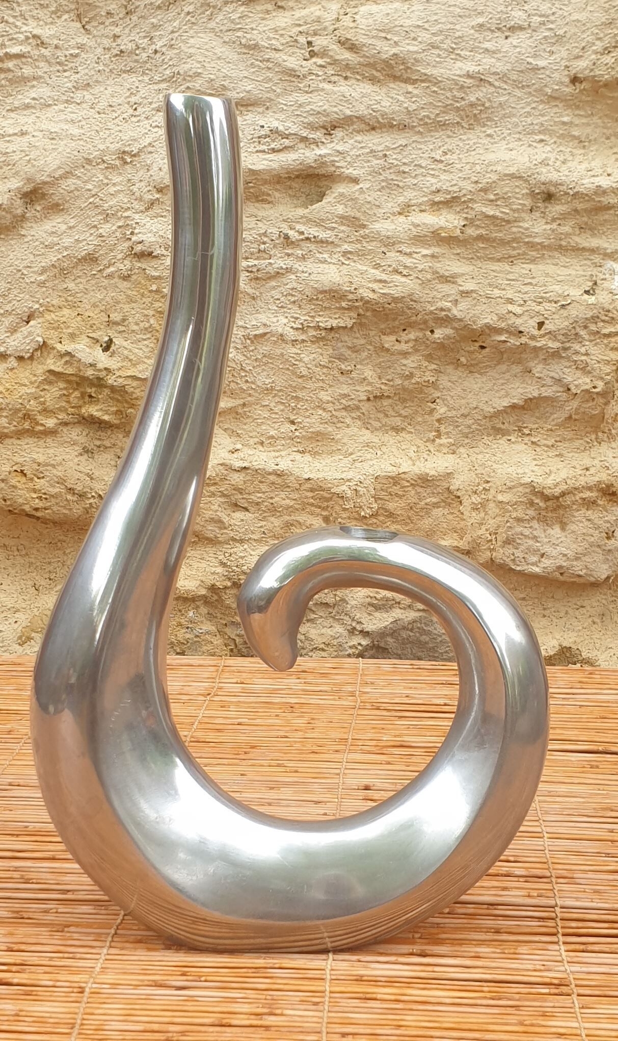 Solid aluminum candle holder