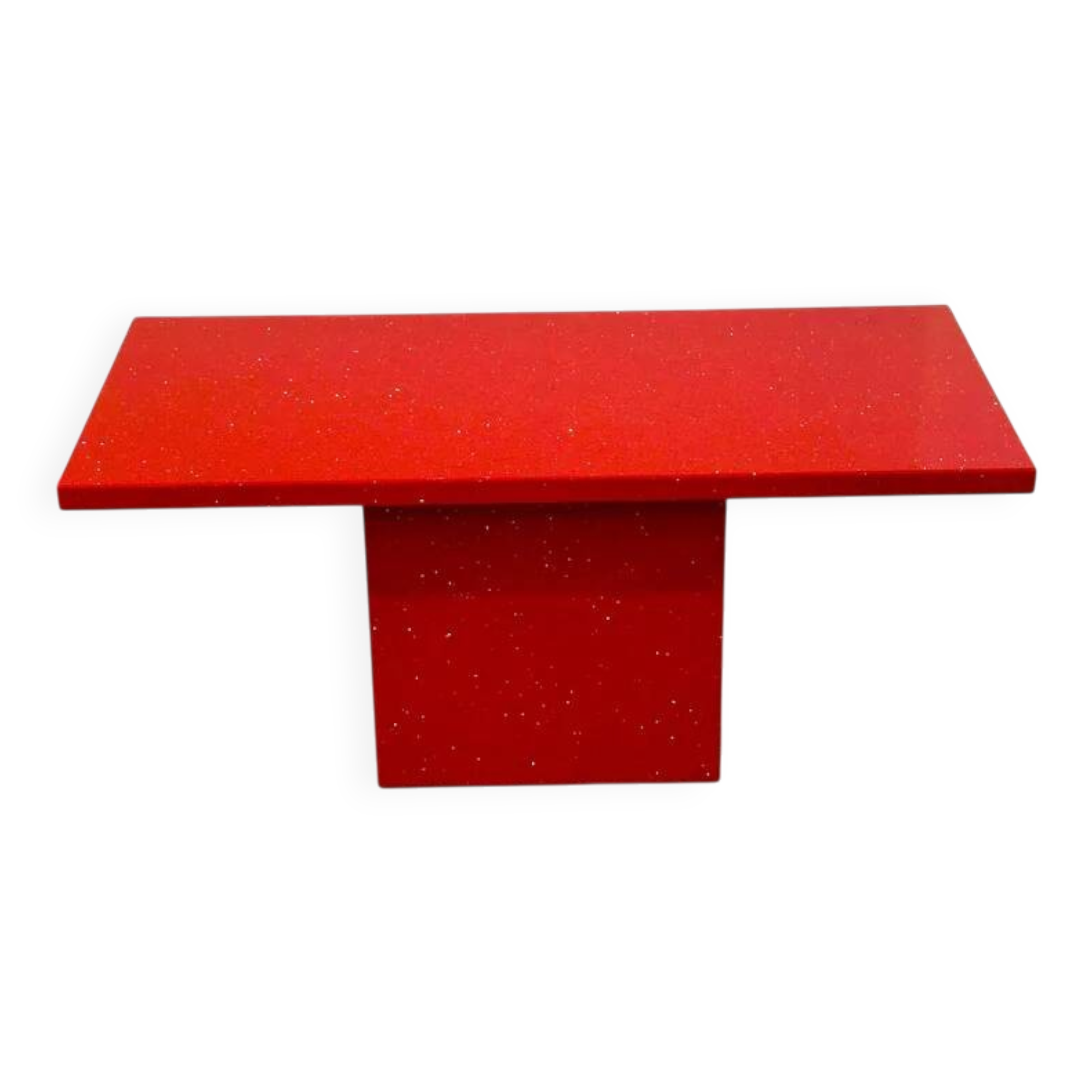 Vintage Italian Coffee Table in Red Granite with Silver Flecks, 1980s