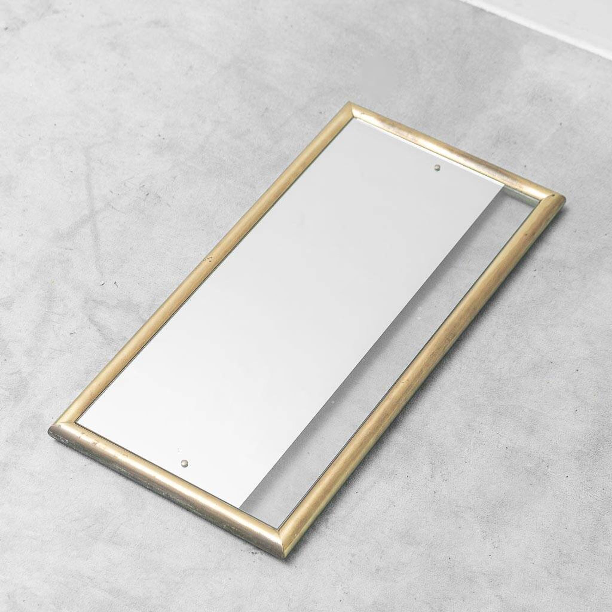 Vintage mirror with brass frame and transparent glass insert – Italian design 1970s
