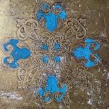 Florentine tray golden and turquoise blue