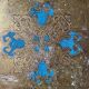 Florentine tray golden and turquoise blue
