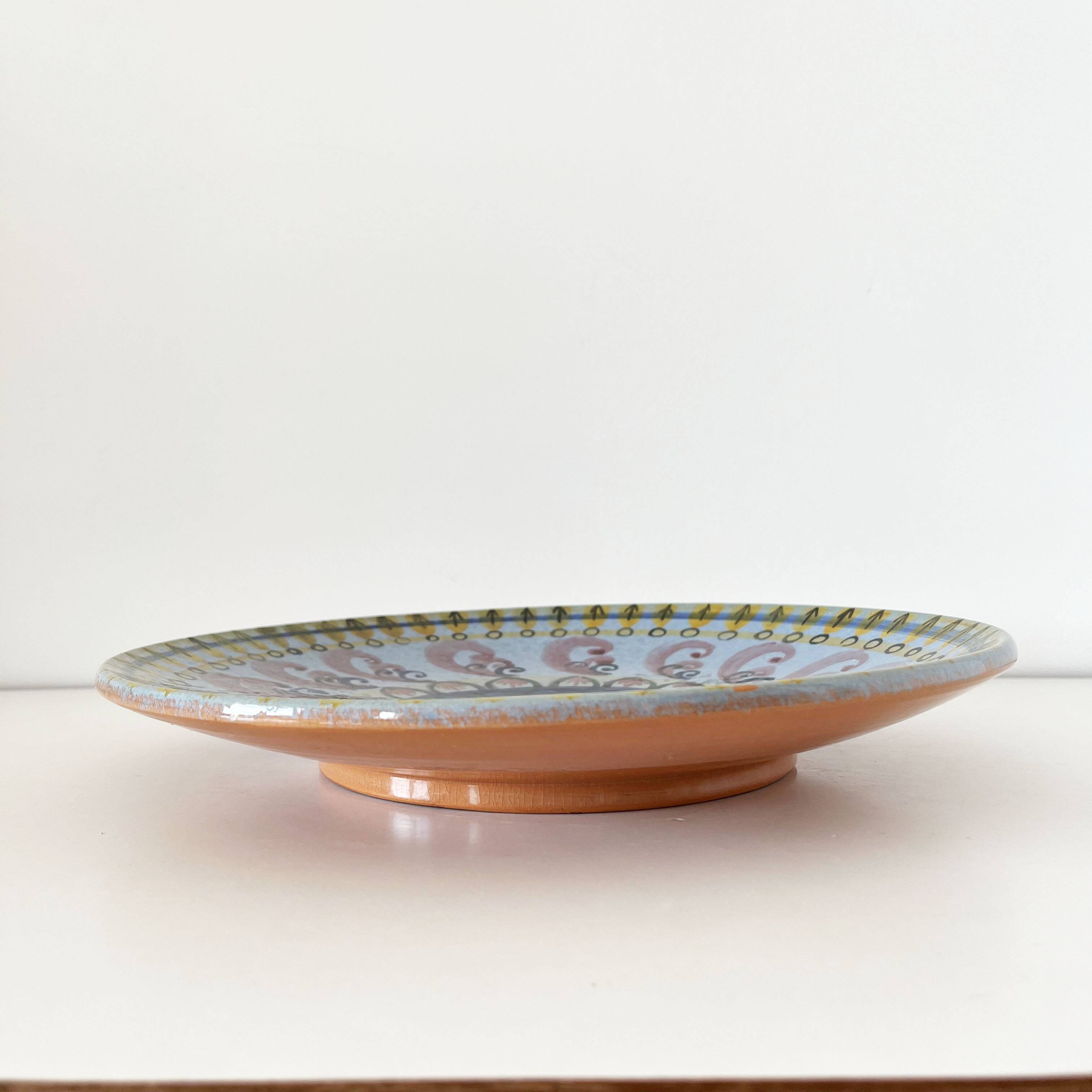 Large hand painted ceramic dish