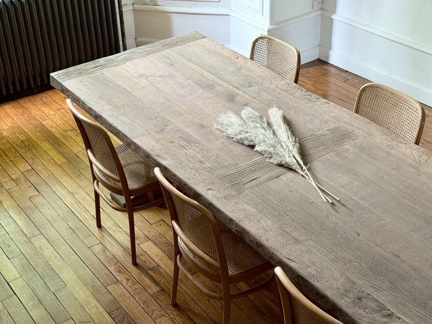 Table monastere en chene ancien massif - soleil - 300 cm de long