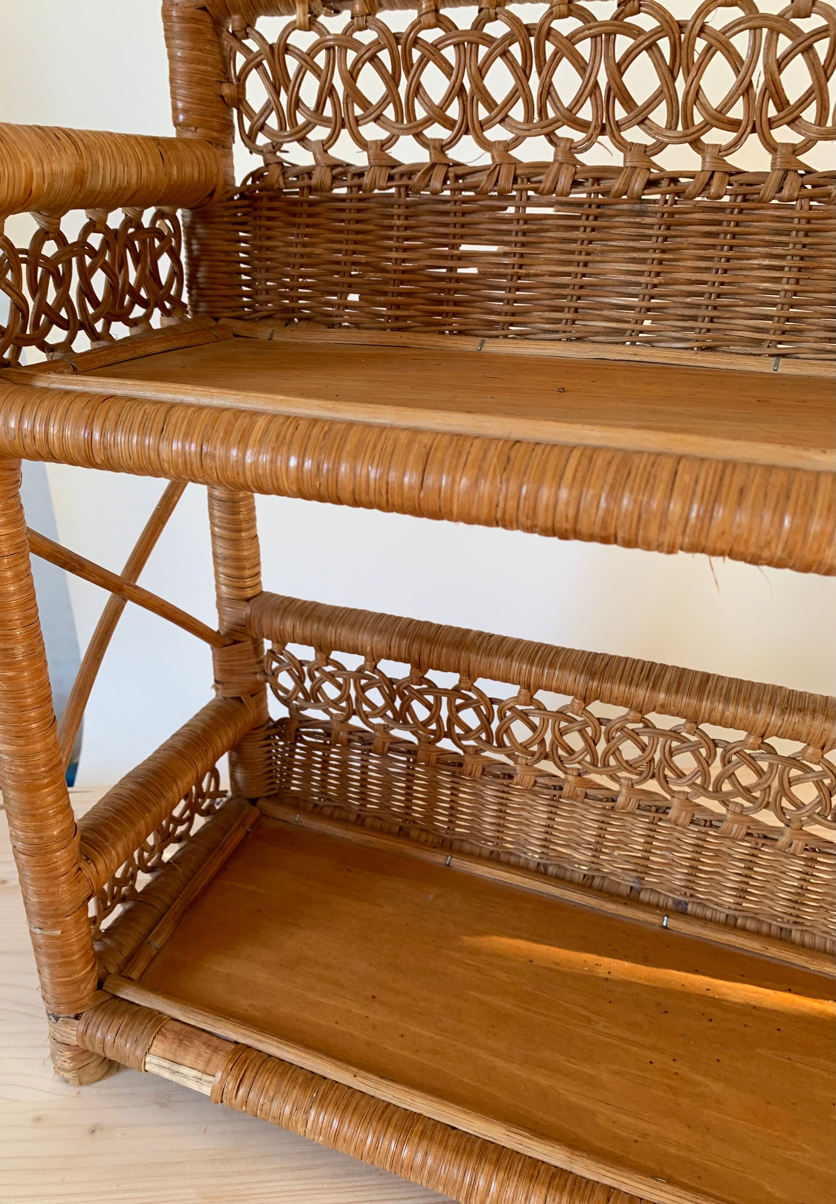 Antique rattan shelf