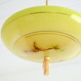 Suspension vasque opaline jaune art déco vintage
