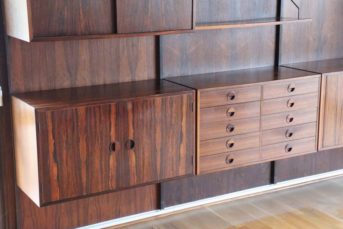 Danish wall bookcase by Thygesen and Sorensen in rosewood, 1960