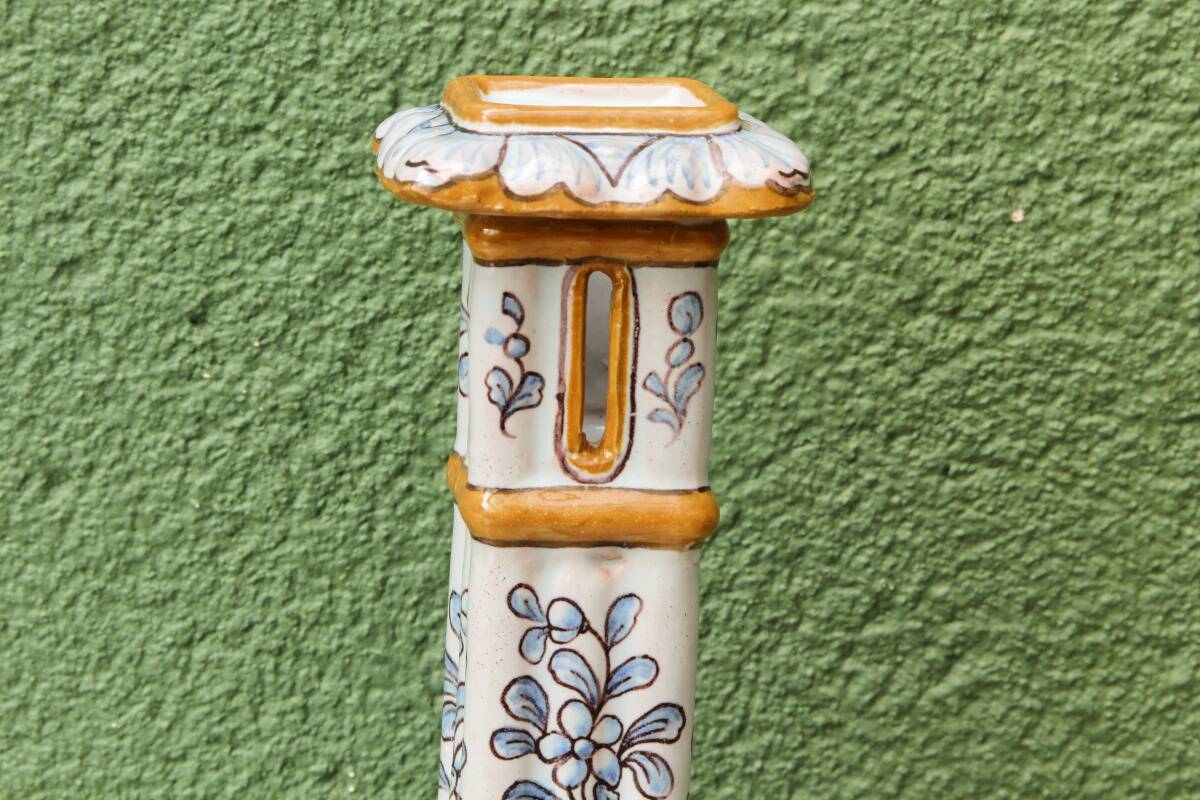 Montagnon candlestick, in Nevers earthenware.