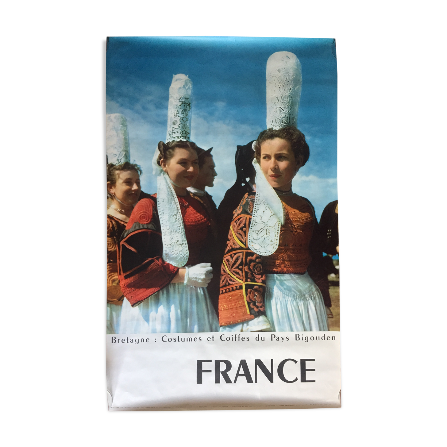 Original poster "Britain Costumes and Hairstyles of the Bigouden Country" 62x99cm 1960