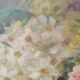 Elliptical table still life bouquet of flowers oil on wood by Lillie Honnorat