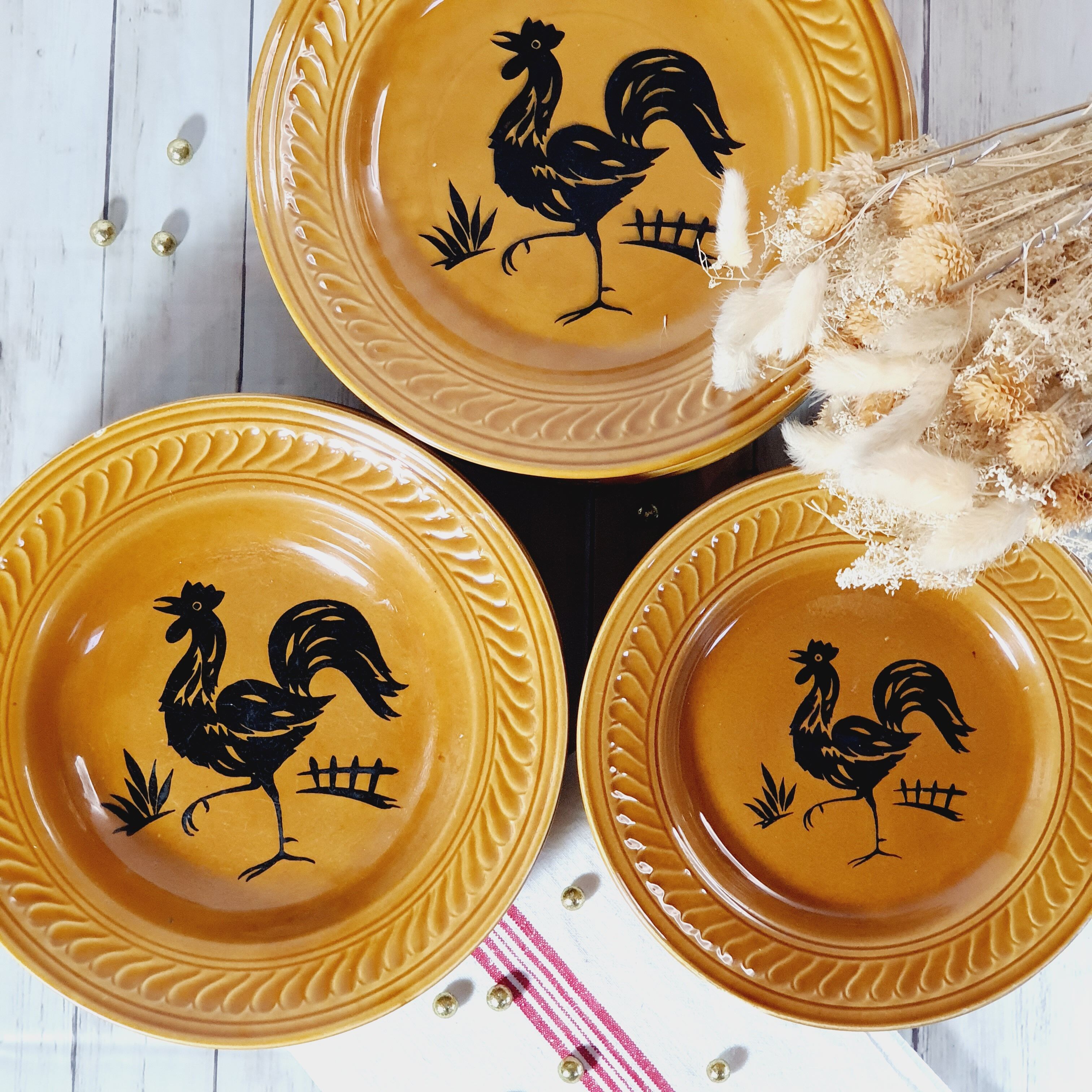 Set of plates of Gien decoration rooster