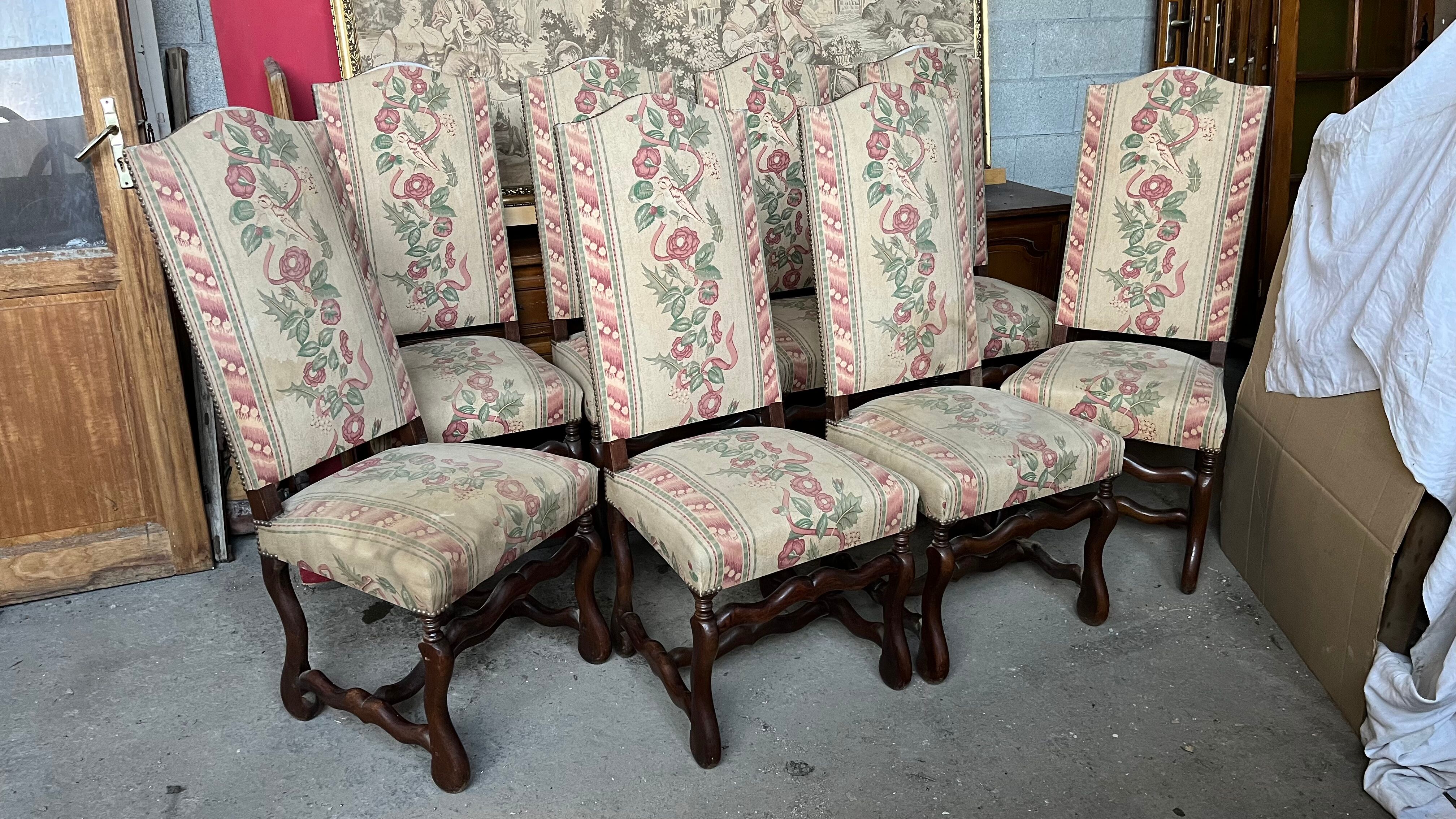 Suite 4 chairs Louis XIII style sheepbone